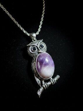 Amethyst Owl Necklace | Crystal Owl Pendant | Owl Jewelry | Spiritual Necklace